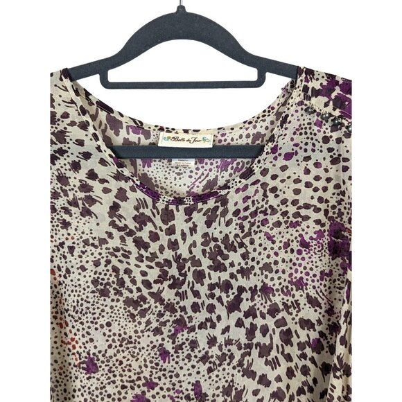 Belle Du Jour Women size XL Purple Sheer Rave Flutter Ruffle Disco Flowy Dress - Picture 6 of 15